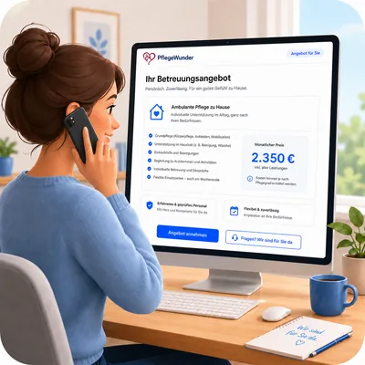 Kundin bestätigt den PflegeWunder Auftrag online